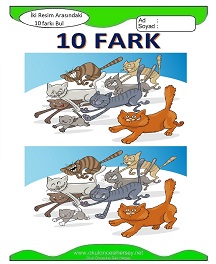okul öncesi çocuklar için İki Resim Arasındaki Farkı Bul Etkinliği